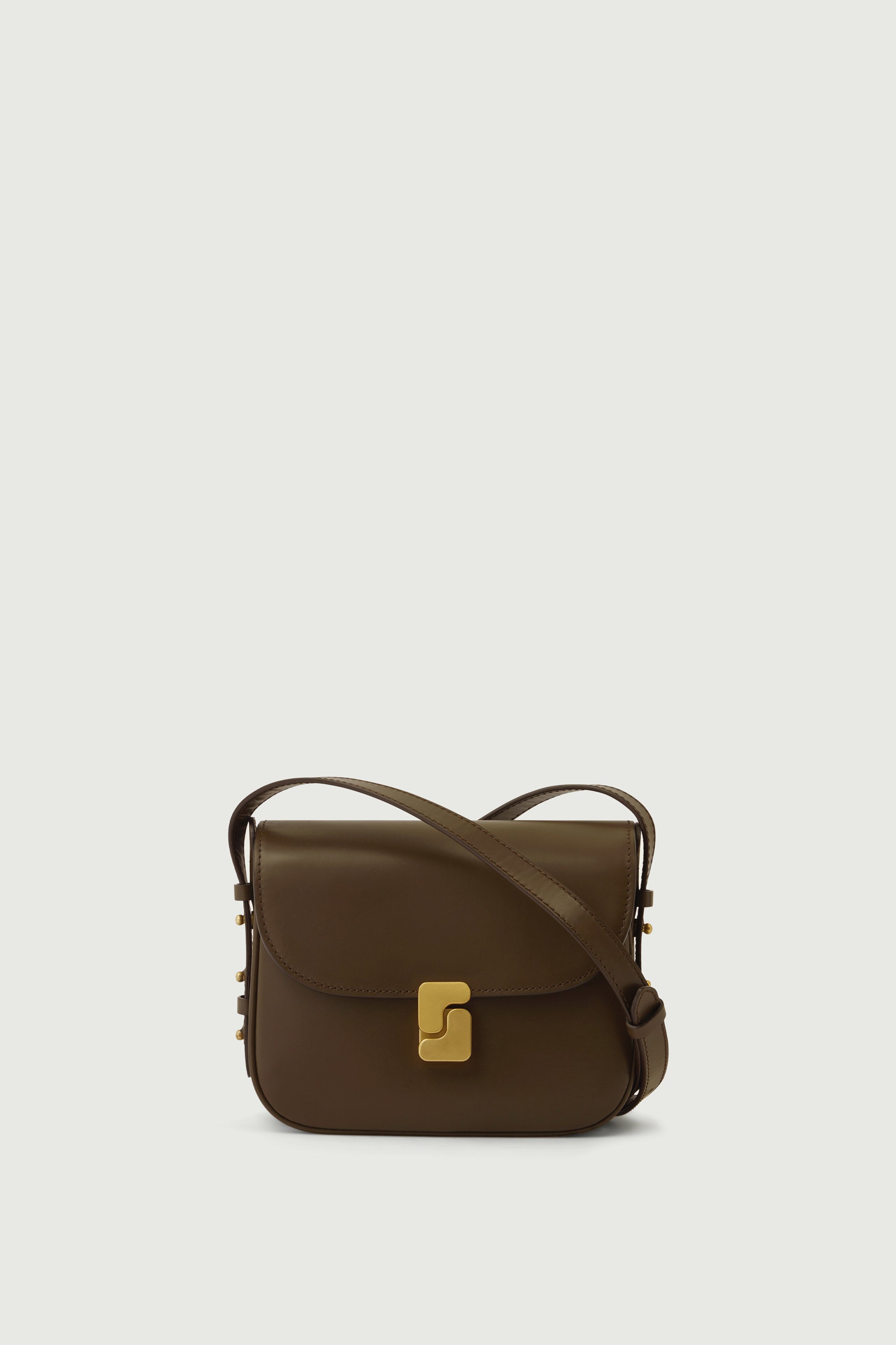 Taupe leather shoulder bag online